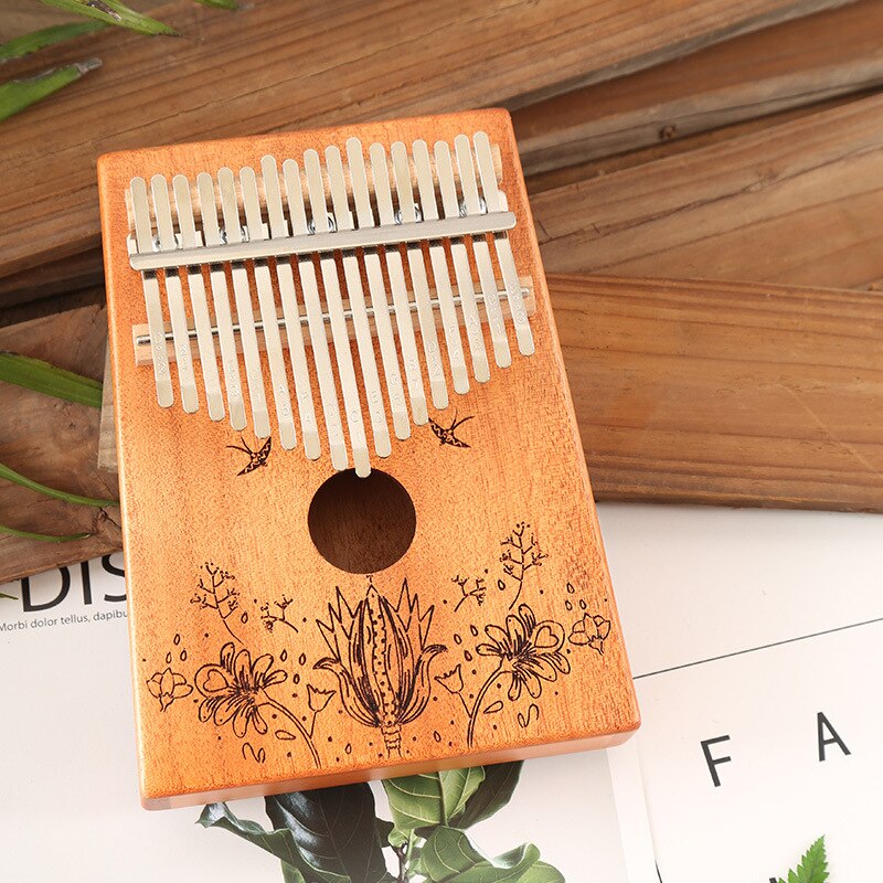 Kalimba 17 Key Piano Prachtig Muziekinstrumenten Mahonie Duim Piano Populaire Beginner Geven 1 Set Van Accessoires