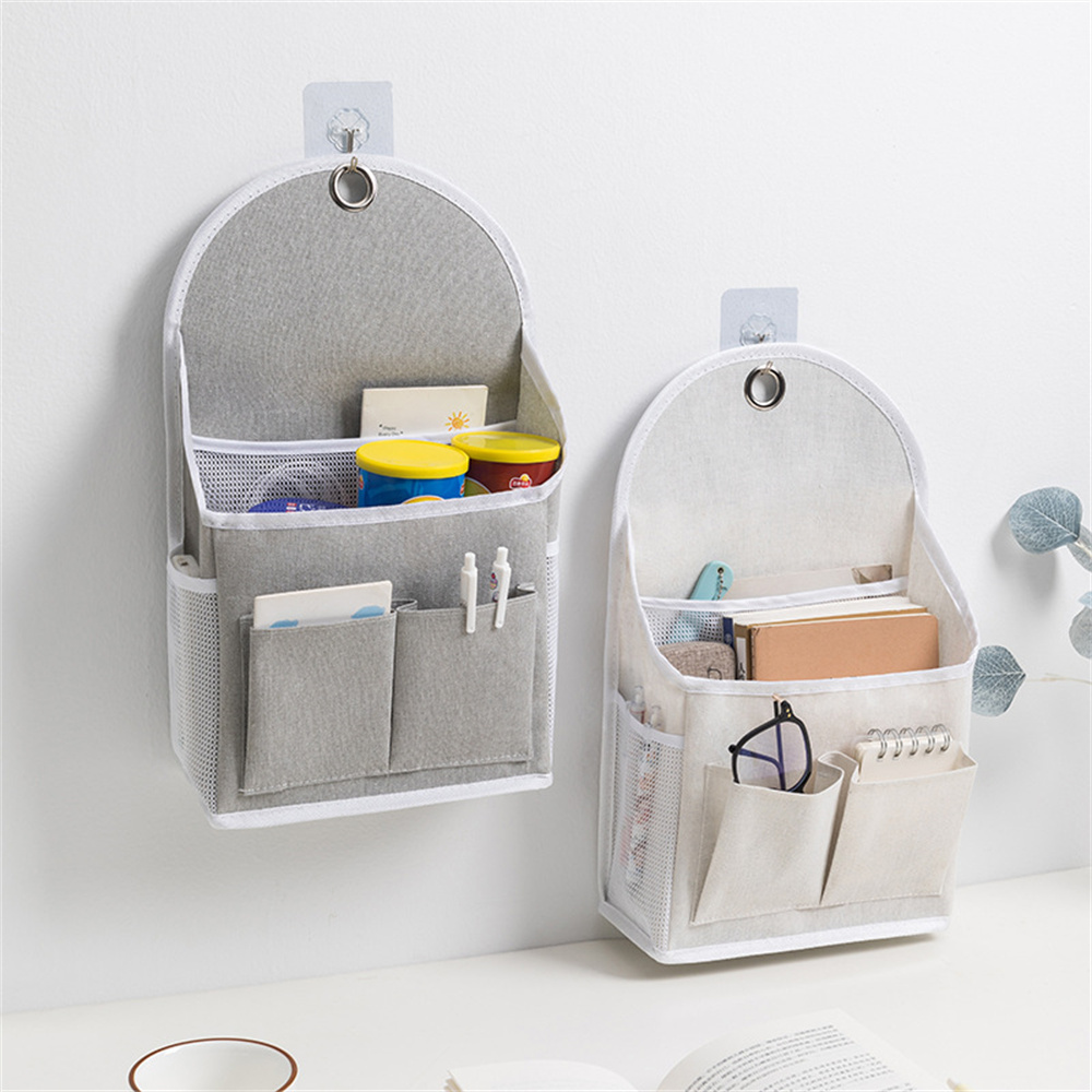 Fabric Hanging Storage Bag for Dormitory Wall Mounted Wall Door Bags Dual-Pocket Side Mesh Organizer Book Magazine Phone Holder