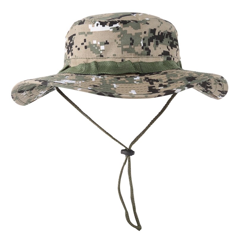 Camouflage Hoed Mannen Vrouwen Camouflage Emmer Hoed Met String Katoen Blend Visser Zon Cap met Kinband