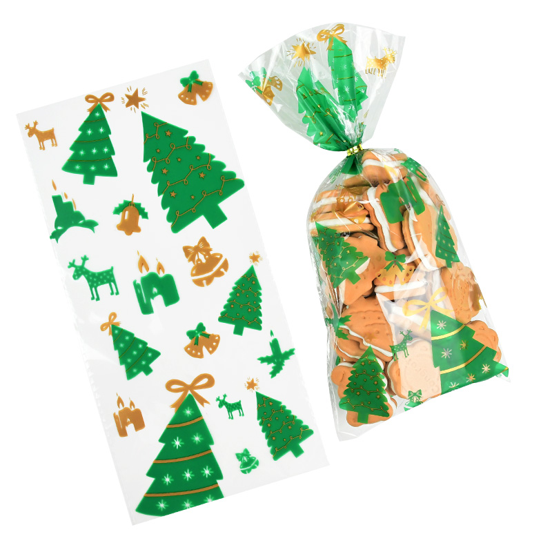 50Stck Weihnachten Tasche transparent Kunststoff Taschen Für Weihnachten Heimat Süßigkeiten Kekse Einkaufen Kekse Verpackung Taschen: T05