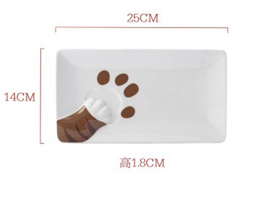 [MPK Cat Plates] Porcelain Cat Paw Plate, Cat Stealing Food Plate: Design 1