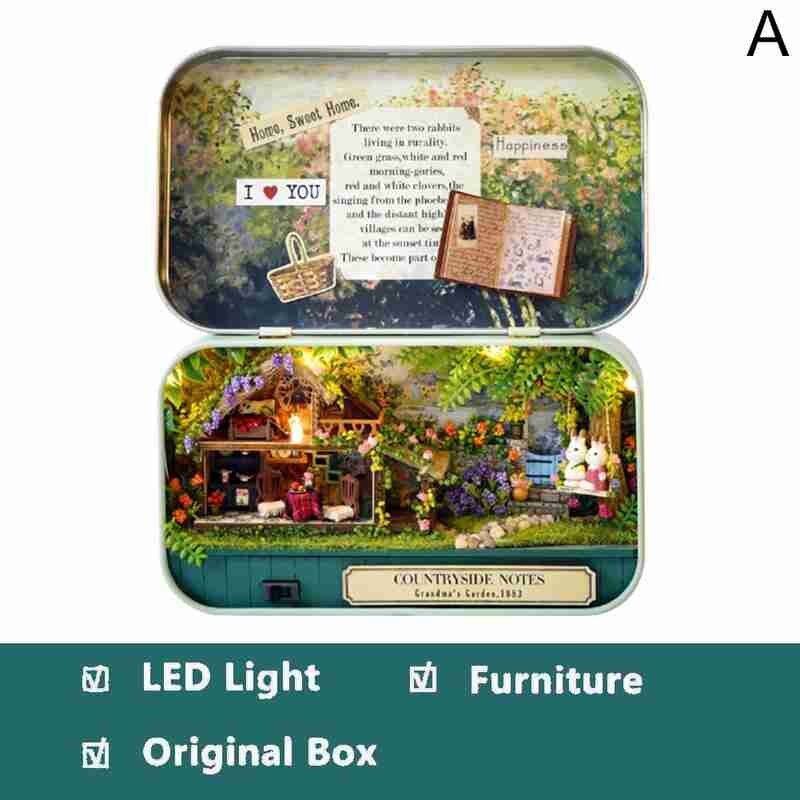 1pcs 3D Doll House Handmade Box Theatre Miniature Box Cute Dollhouses Assemble Kits Toys: A