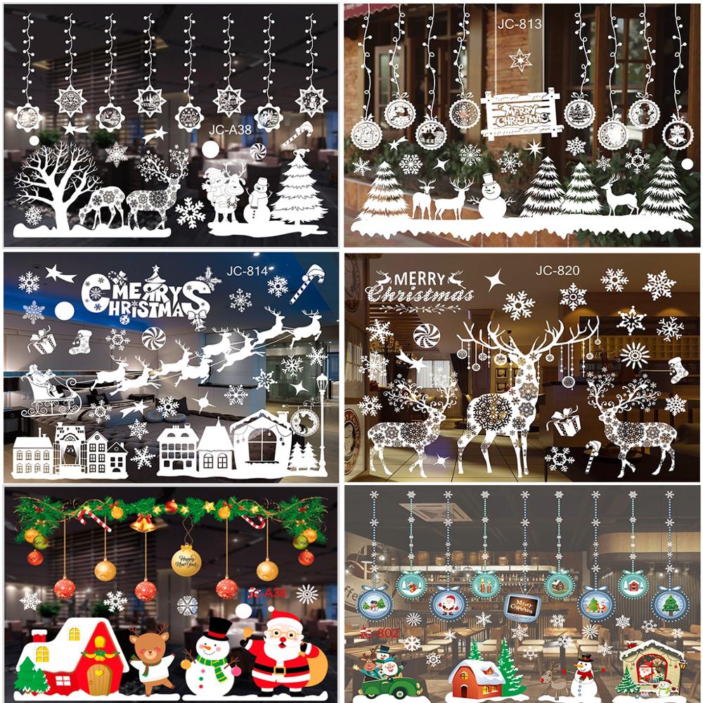 Vrolijk Kerstfeest Muurstickers Vensterglas Stickers Kerst Decoraties Voor Huis Kerst Ornamenten Xmas Jaar