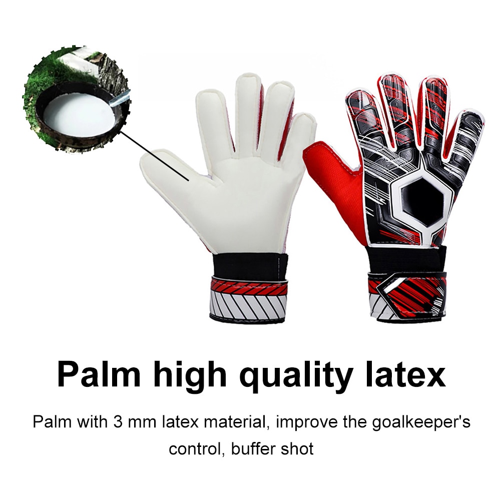 Adult Kids Soccer Goalkeeper Football Latex Slip Gloves Anti-Collision Goalie Full Finger Hand Protection Gloves