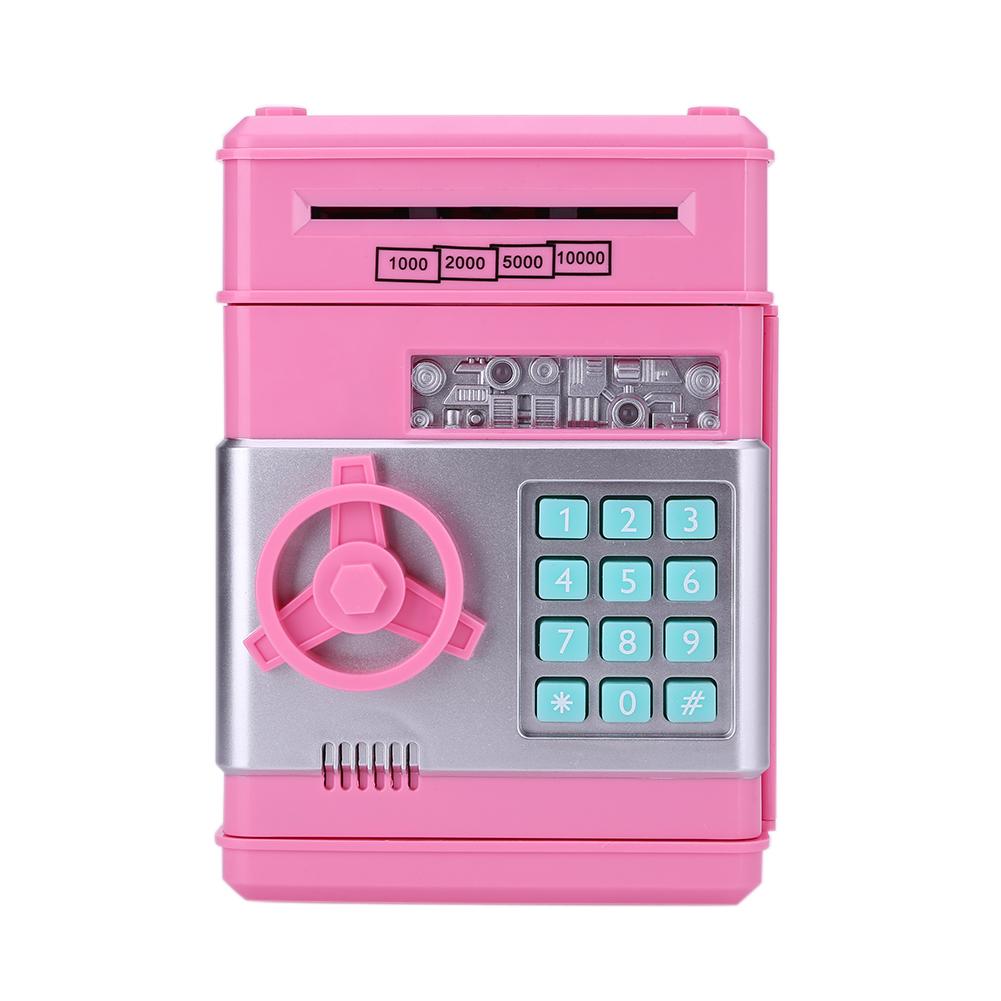 Kinderen Spaarpot Creatieve Elektronische Code Lock Smart Kinderen Automatische Tellen Veilig Cash Coin Automatische Storting Machine: Roze