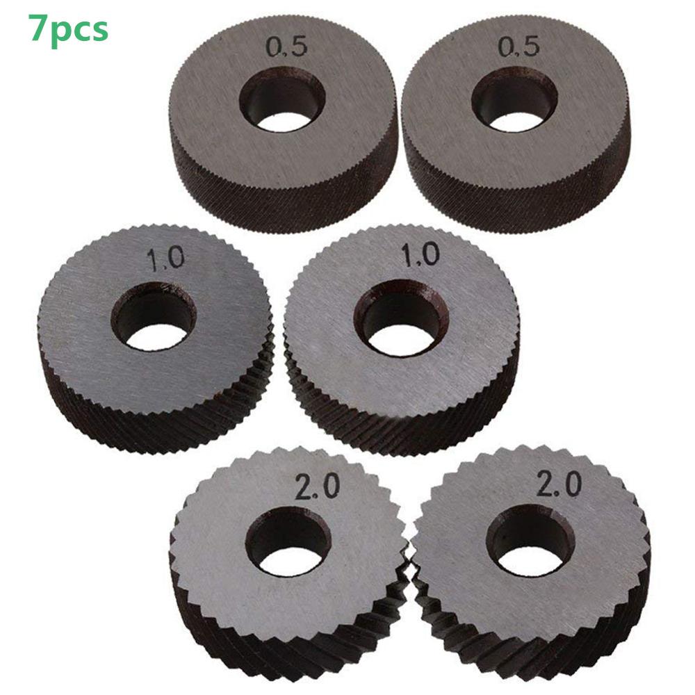 Dual Wheel Knurling Tool Kit 7pcs 0.5mm 1mm 2mm Wheel Linear Pitch Knurl Set Steel Lathe Cutter Set