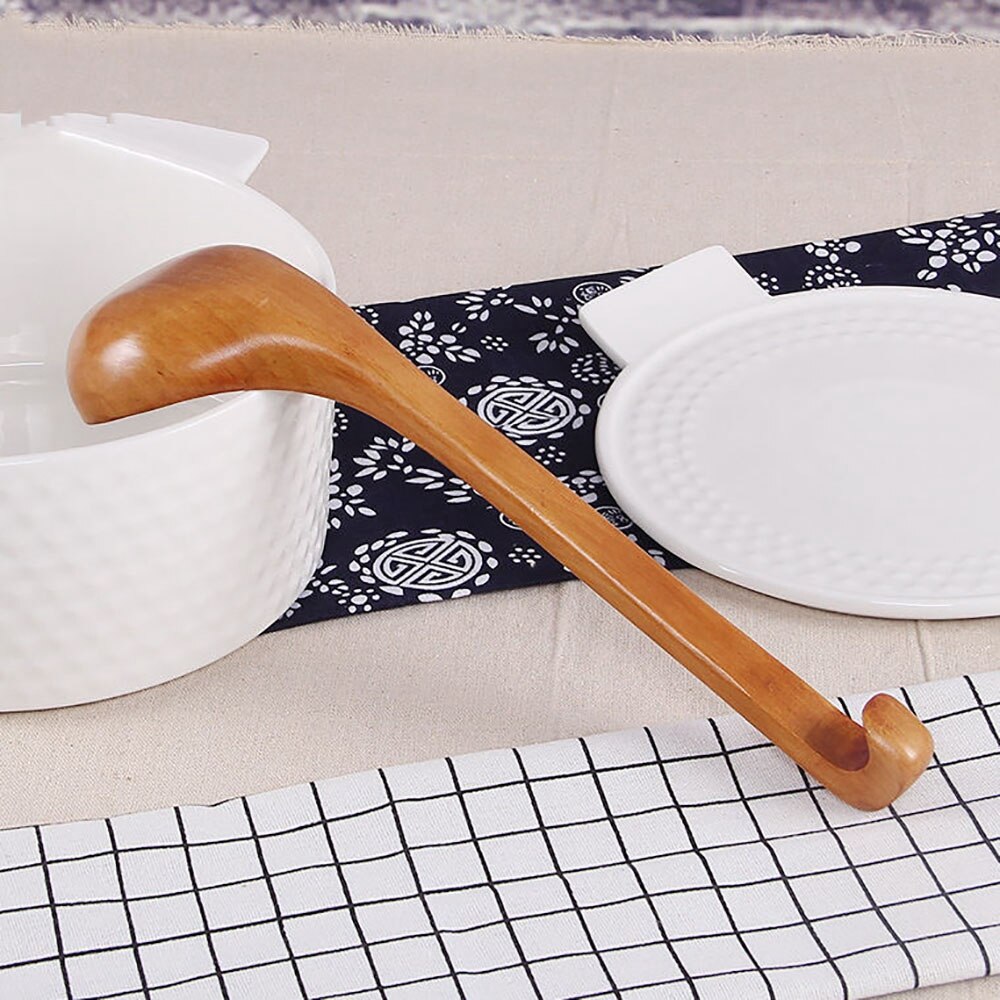 Lange Steel Houten Soep Lepels Bamboe Pot Lepel Keuken Kookgerei Gereedschap Catering Dessert Rijst Lepel Keuken Gadget