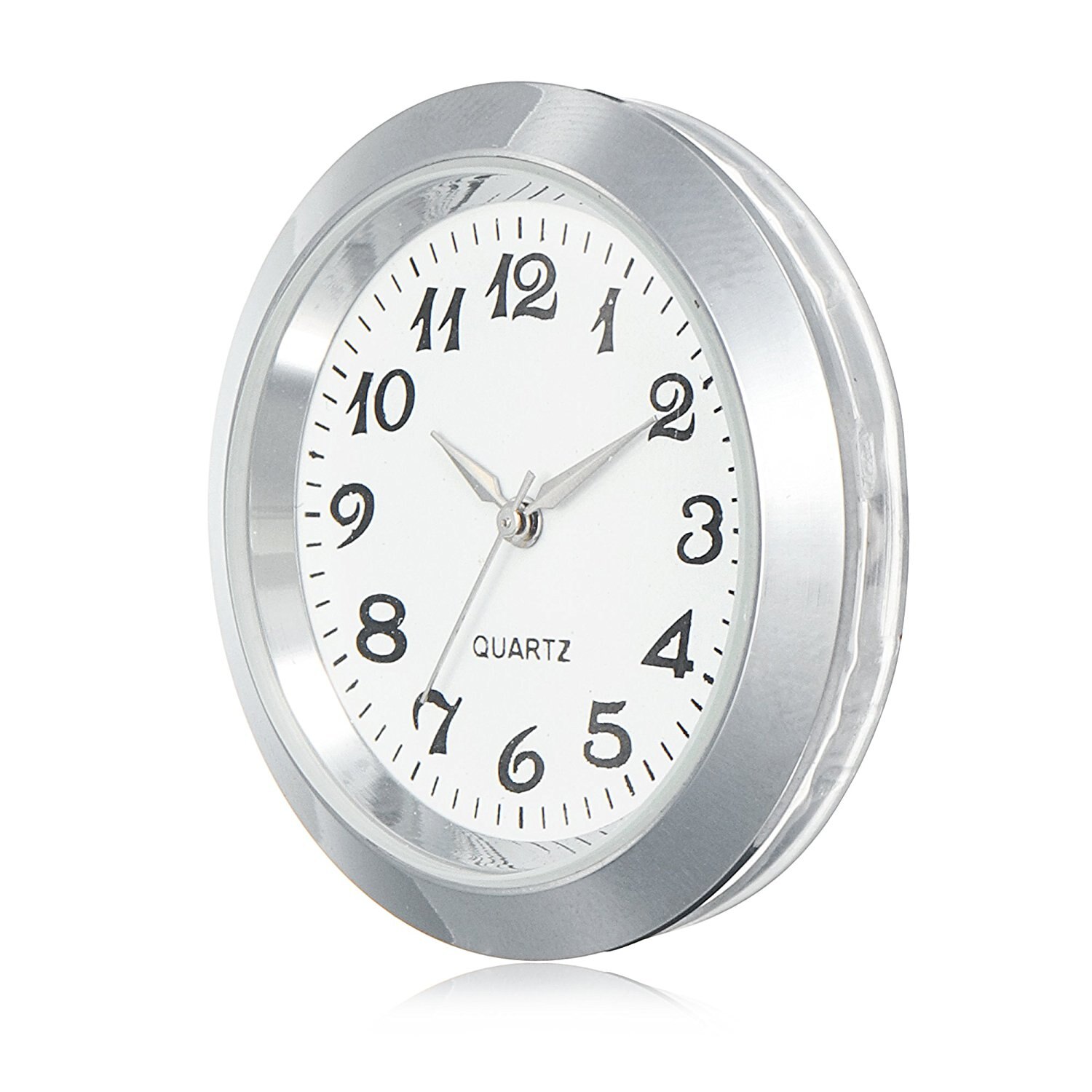 Mini Uhr Einsatz Quarz Bewegung Runde 1 7/16 "(35mm) miniatur Uhr Passen Weiß Gesicht Silber Tonne Lünette Arabischen Ziffern