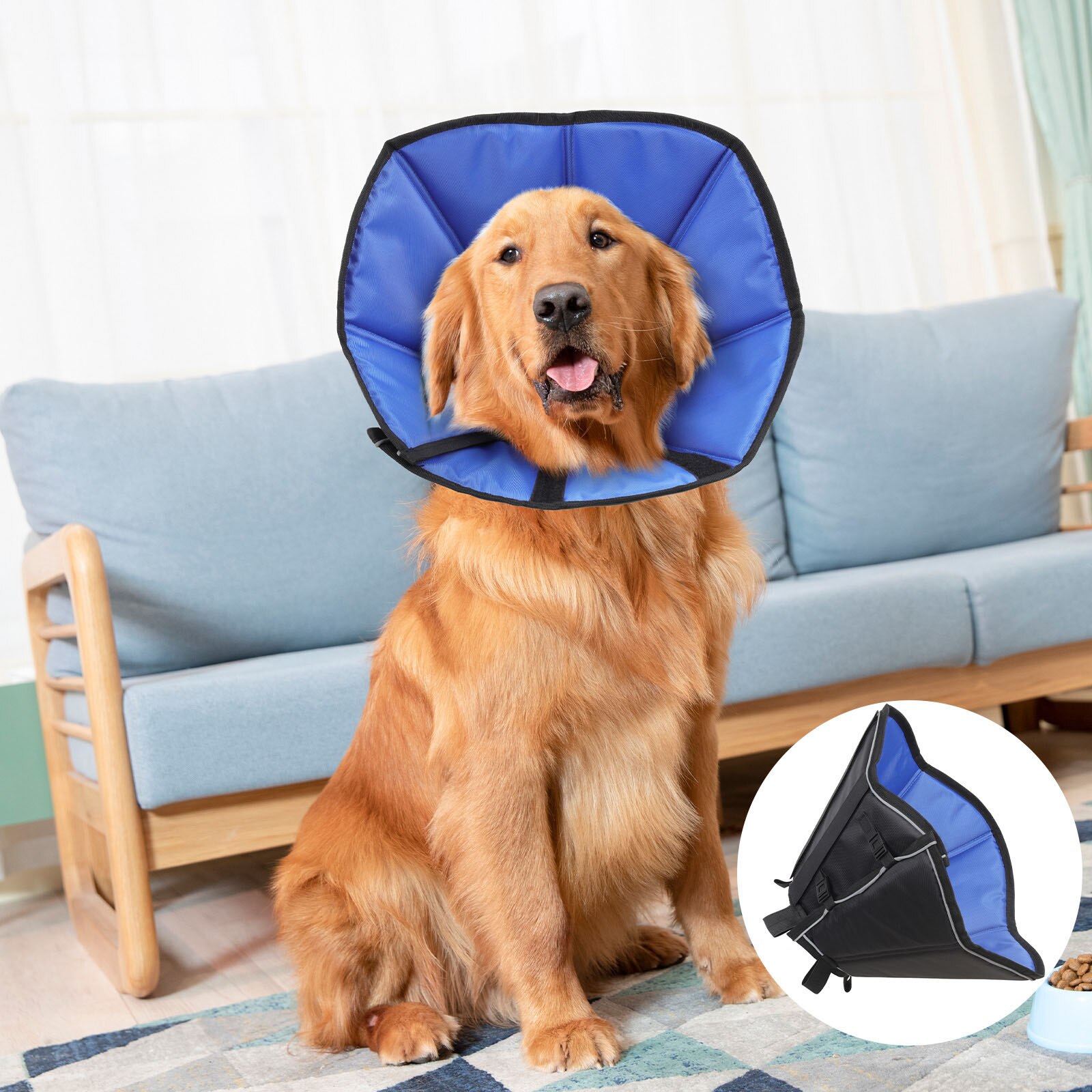 Elizabethan Collar Adjustable Foldable Nylon Material Pet Dog Neck Cone Recovery Collar Anti-Bite Surgery Wound Healing E-Collar