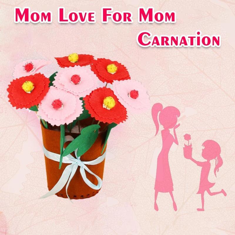 Diy Non-woven Potted Plant Children Handmade Material Carnation Sewing For Mother's Simulation Diy Potted Flowerpot Ba O9X9