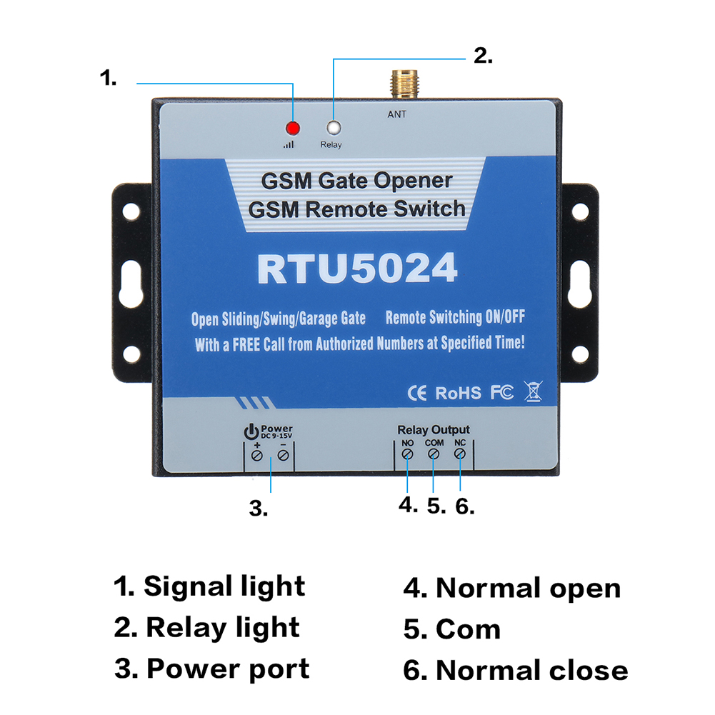 Rtu 5024 gsm toröffner-relaisschalter mit drahtloser fernbedienung, türöffner mit freisprechfunktion , 850/900/1800/1900 mhz