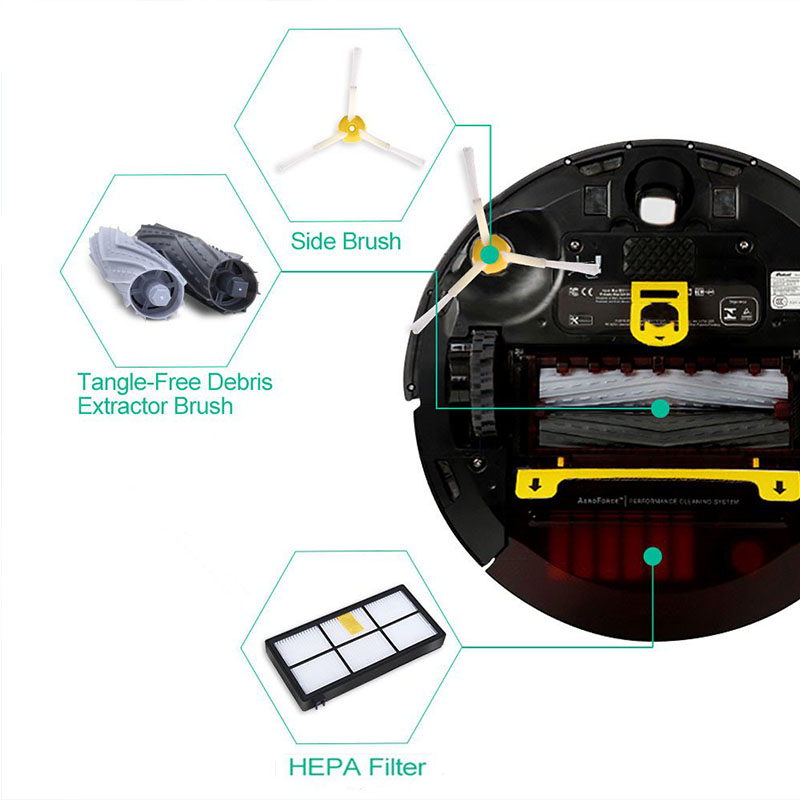 Filter vinkelfri affaldsudsugningssæt børste til irobot roomba 800 900 serie sæt reservedele 805 860 871 880 890 960