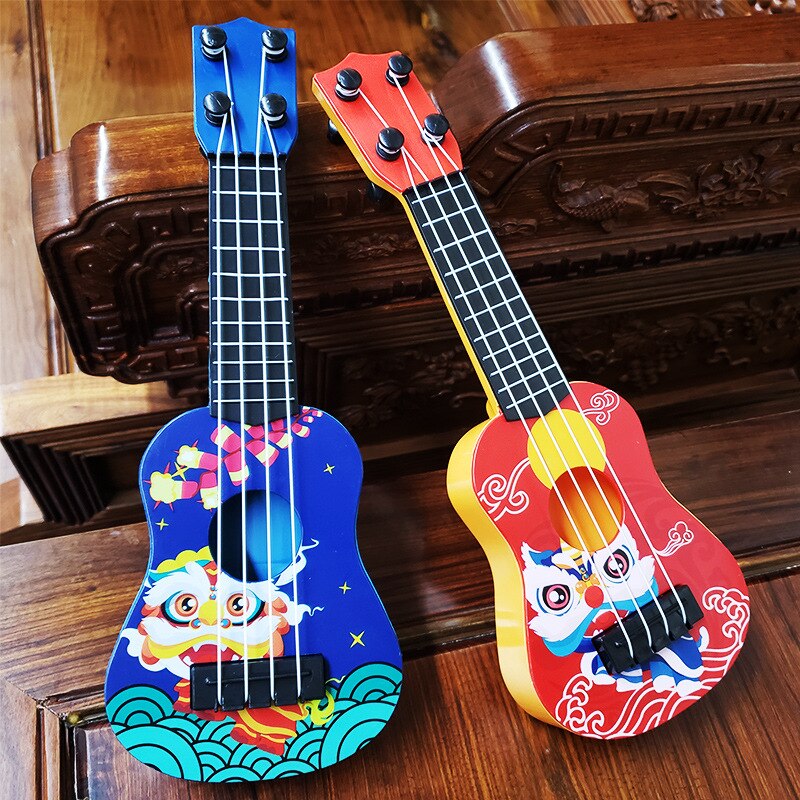 Mini 4 String Gitaar Ukulele Gekleurde Tekening Gitaar Muziek Verlichting Muziekinstrumenten Voor Kinderen Kerst