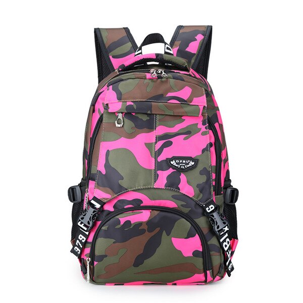 Mochila de camuflaje con estampado único y colorido para mujer, mochila Oxford impermeable para niños, mochila escolar de gran capacidad para niñas: red camouflage