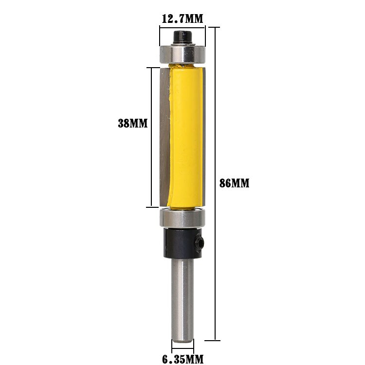 1Pc 1/4&quot; Shank Template/Trim Router Bit, with 2&quot; Long Routing Cutters. Features: top &amp; bottom ball bearings Woodworking Tool