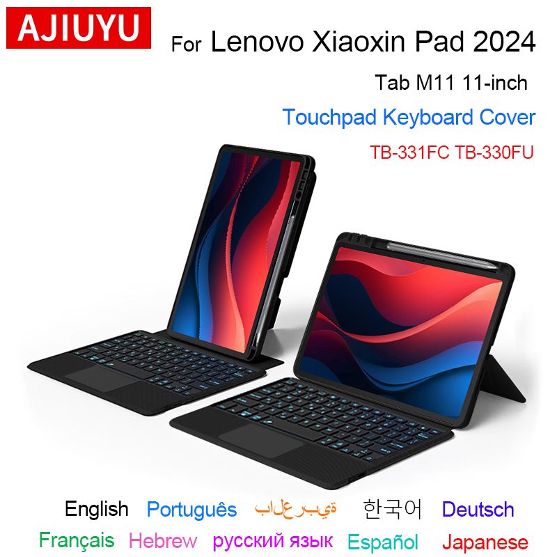 AJIUYU Touchpad Toetsenbord Voor Lenovo Xiaoxin Pad 2024 11 TB-331FC Case Tab M11 TB-330FU 11 Inch Afneembare Magic toetsenbord Cover