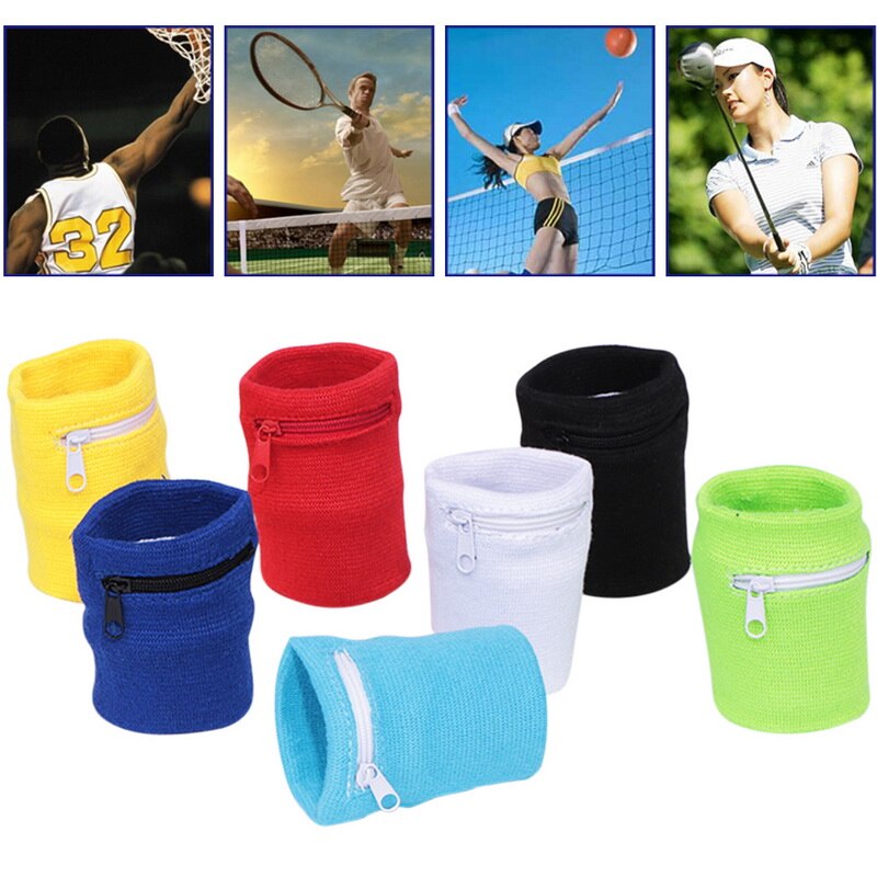 Reise SchweißBand Lauf Handgelenk Brieftasche Schlüssel Sport Armbinde mit Reißverschluss Tasche