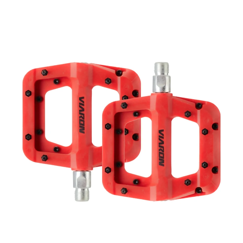 BOLANY Bike Pedal Ultralight Anti-slip 16 Nail Nylon Pedal for Mountain Bike Sealed Double Bearings Pedals Bicycle Accessories: Red