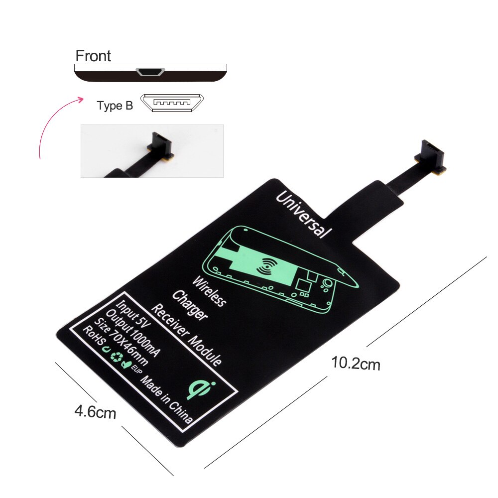 Ricevitore caricabatterie Wireless Qi per iPhone 5 6 7 Plus ricevitore di ricarica Wireless universale per telefono Micro USB type-c