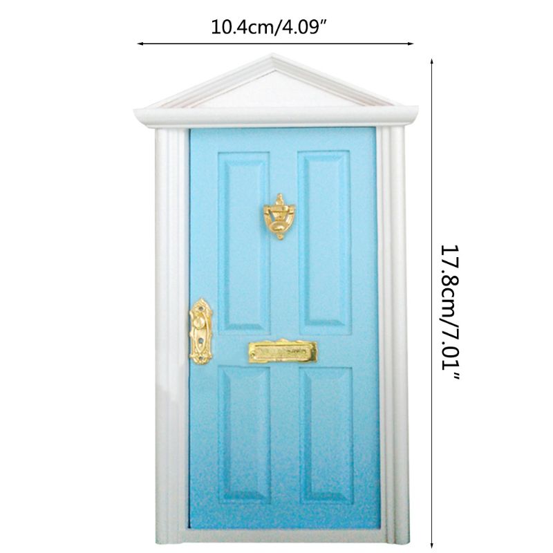 1:12 Scale Dollhouse Miniature Wood Fairy Door Knocker Doorplate Lock Key Decor