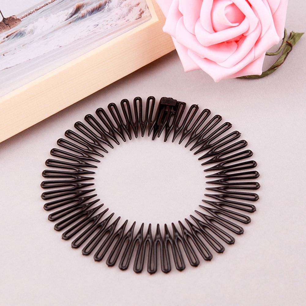1 PCS Plastic Full Circle Stretch Diamond Flexible Comb Teeth Headband Hair Band Clip Face Wash Fixed Hair Accessories: A black