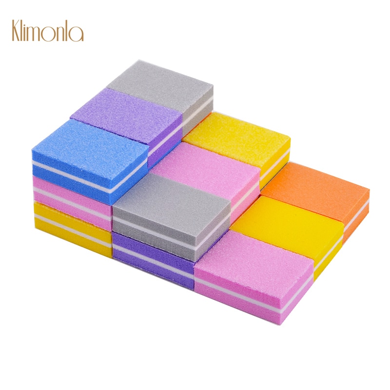 20 Stks/partij Mini Spons Schuurblok Nagelvijl 100/180 Schuurpapier Mix Kleur Professionele Nail Art Manicure Care Tools