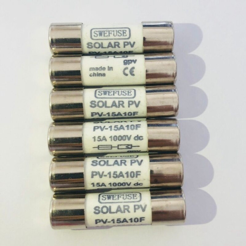! 10 stk 1000 vdc sikring solar pv eksplosionssikker sikring sølv  - 15a
