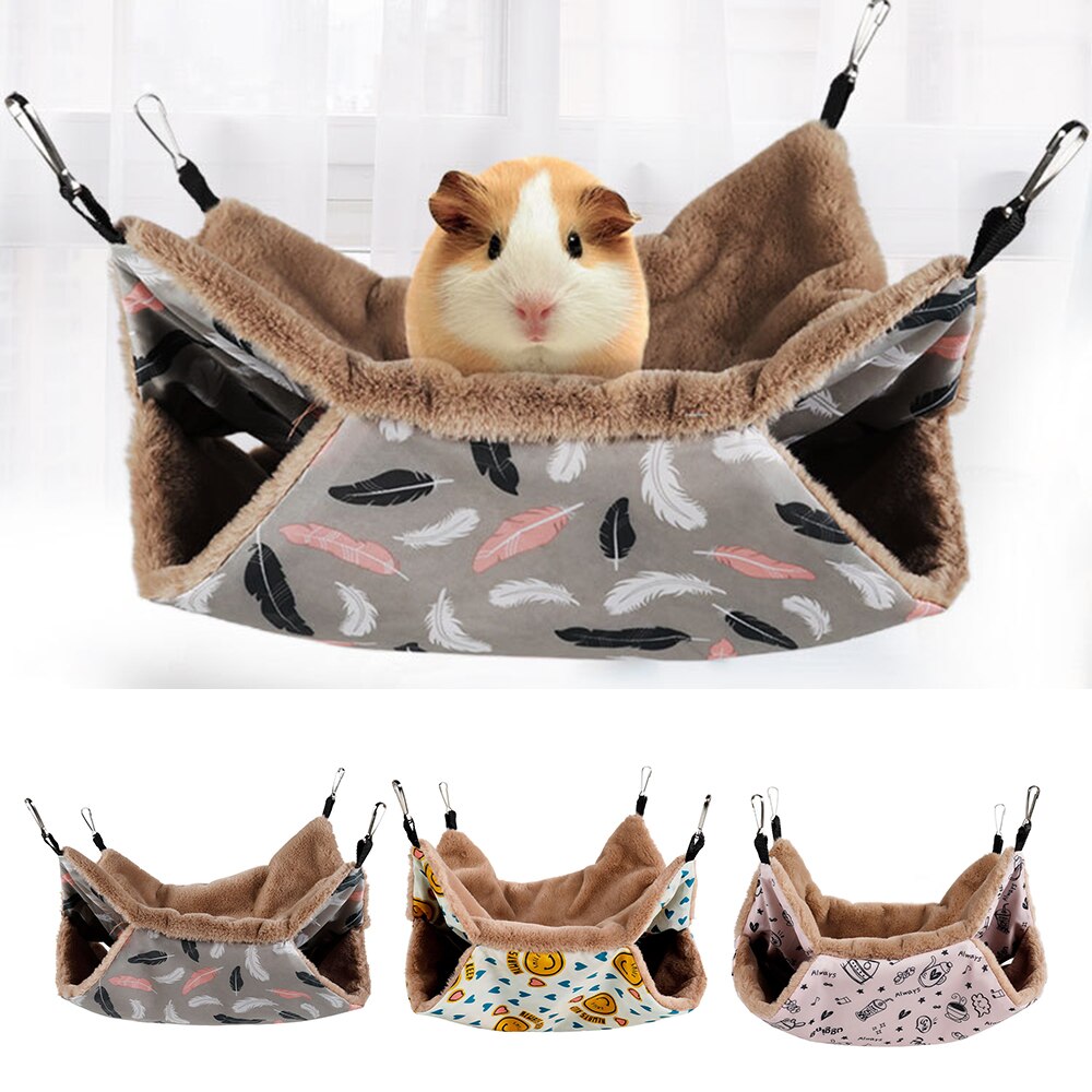 Varm hamster hængekøje hængende seng hus vinter lille dyr egern marsvin dobbeltlags plys bomuld rede kæledyrsforsyninger