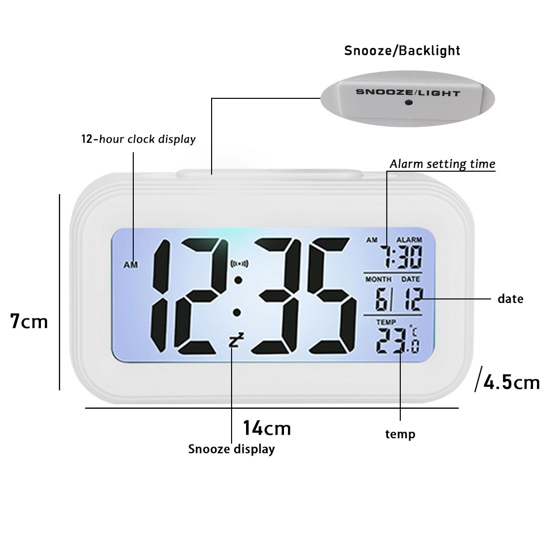 Led Digitale Wekker Smart Mute Backlight Elektronische Klok Temperatuur Kalender Snooze Functie Wekker