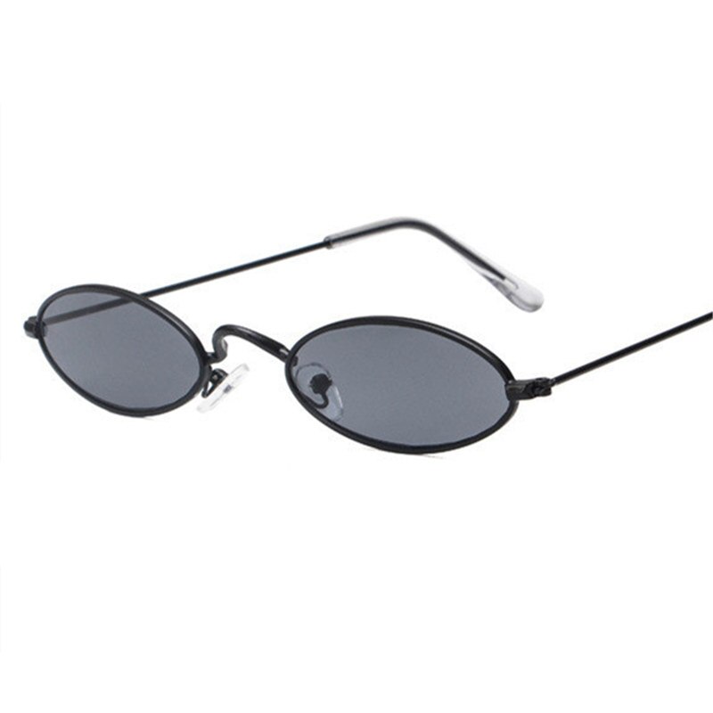 Gafas de sol ovales UVLAIK Vintage pequeñas, de Retro, con marco metálico delgado, gafas de sol para hombre, gafas de sol rojas, amarillas, Ojo de gato: Black