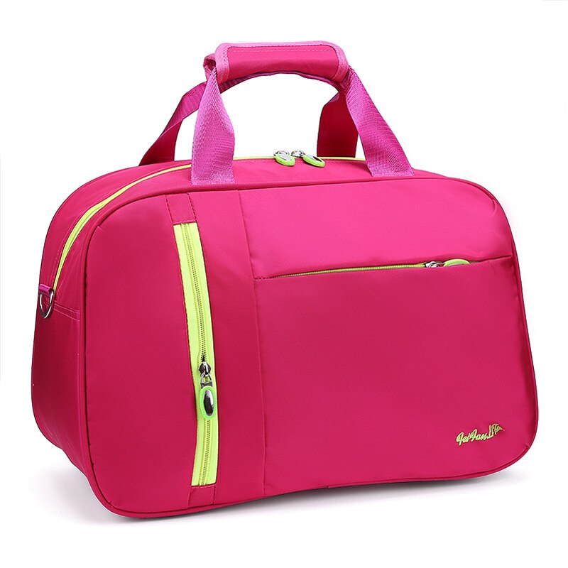 Waterproof Women Travel Bags Nylon Casual Luggage Tote Bag Men PortableTravel Duffle Bag Bolsa Viagem PT1118: rose red