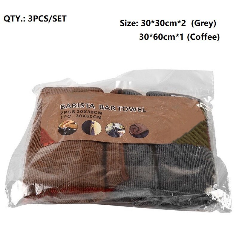 Toallas de limpieza de microfibra, paño de limpieza de café, toalla Barista, paño suave y absorbente con Clip para máquina Espresso, herramientas para café Barista: 3 pcs-Set 3