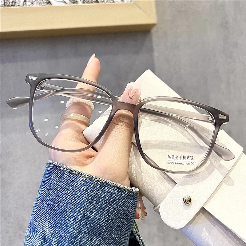 Nouvelle Anti-rayon bleu femmes myopie lunettes rétro hommes lunettes tendance fini optique lunettes d'ordinateur dioptrie 0 à-4.0: Kaki / +200