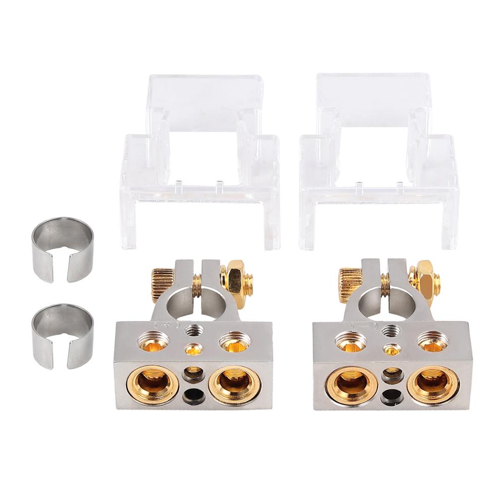 AUTOUTLET 2 stuks 0/4/8/10 AWG Batterij Terminal Zware Klem Positieve Negatieve Connectors Batterij terminal Klem: Sliver