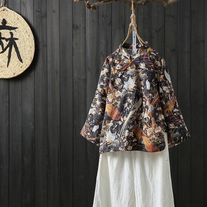 Tøj i kinesisk stil cheongsam top kinesisk traditionel skjortebluse bomuld hanfu damer kinesiske toppe 10079 – Grandado