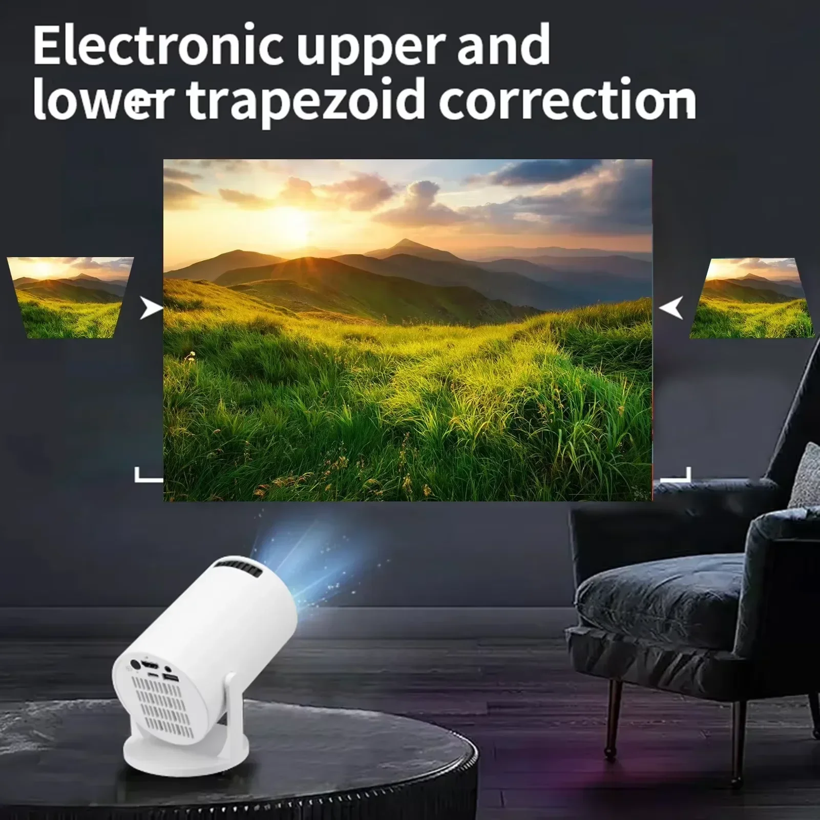HY200 2025 1080P Full HD-Projektor mit 270 ° Drehbarer, tragbarer Outdoor-Filmprojektor, kompatibel mit HDMI USB für iPhone Androi