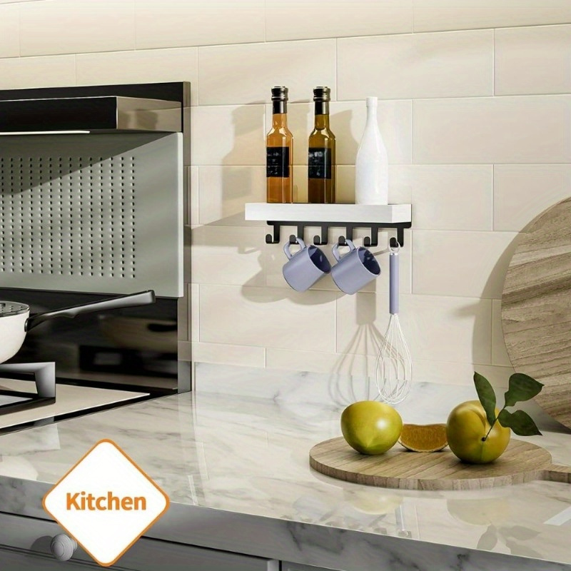 Organizador de chave de madeira elegante, porta-chaves montado na parede com 6 ganchos, fácil instalação, ideal para escritório doméstico e muito mais