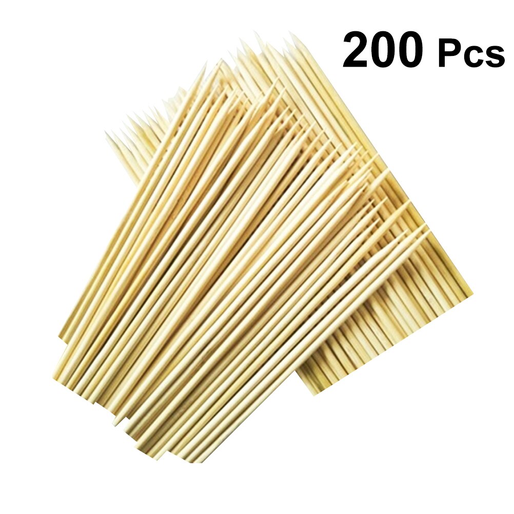 200 Stuks Bamboe Sticks Dikker Roosteren Sticks BBQ Spiesjes voor Koken Bakken Barbeque