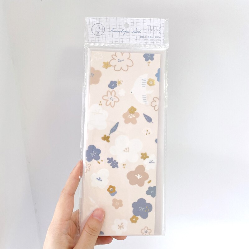 12pack Hyuna Little Flower Series Sulfuric Acid Paper Letterhead Pure Heart Dream Art Illustration 3 Envelope 6 Letter Paper set: Asuka and flowers