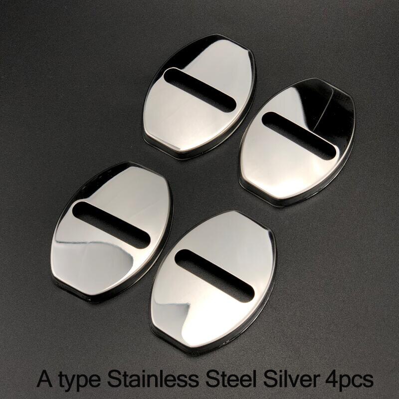 Car styling Accessories Door Lock Waterproof Rust Resistant Protective Cover For Porsche 911 Cayenne Macan Cayman Boxster: A type Steel Silver