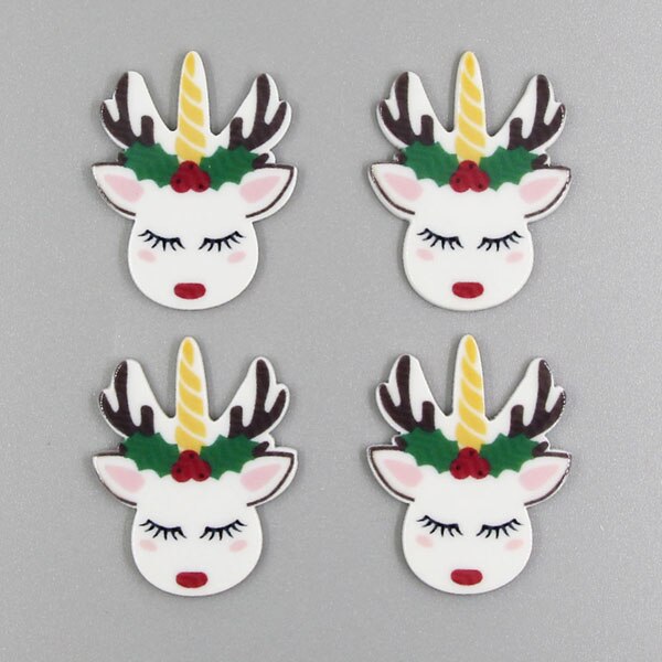 10 st/lot harts hästhuvud cabochons för pilbågar tecknad horned häst harts platt rygg hantverk gör-det-själv-håraccessoarer/kylskåp klistermärke: 14