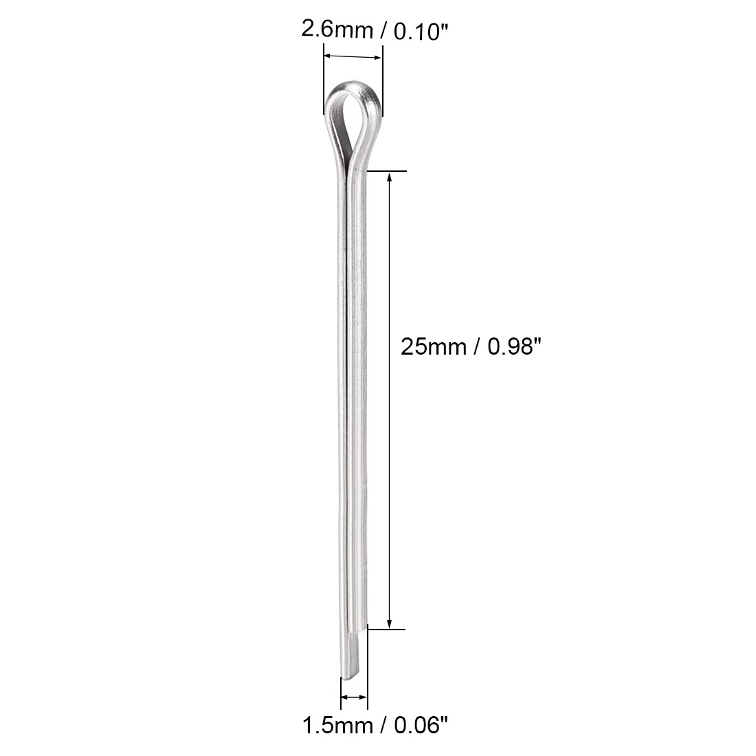 thumbnail image 2 of Uxcell 2_5mm X 25mm Zinc-Plating Steel Spring Cotter Clip Pin R Shape Hardware Fastener Clip Key 50 Pcs 2 of 10