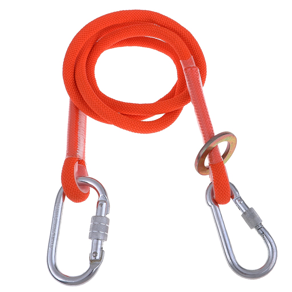 Safety Lanyard Outdoor Climbing Harness Belt Fall Protection Rope with Carabiners Single / Dual Leg Outdoor Climbing Accessories