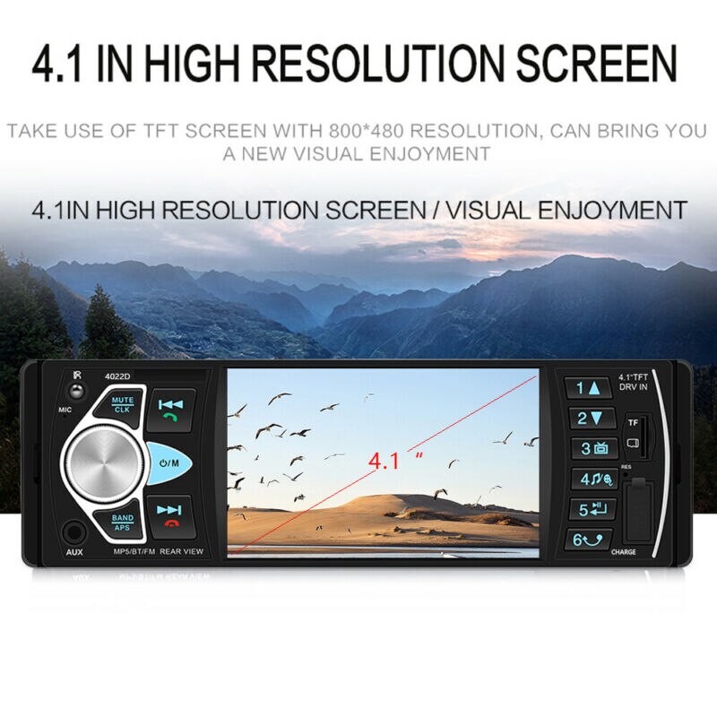 4.1'' Single 1DIN Car Stereo MP5 MP3 Player Bluetooth FM Radio USB AUX + Camera