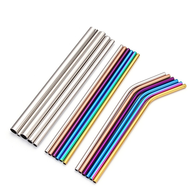 Paille de jus outils de Bar | Pailles en acier inoxydable, coude droit, boire paille jus de paille, couleur mélangée 215mm de long