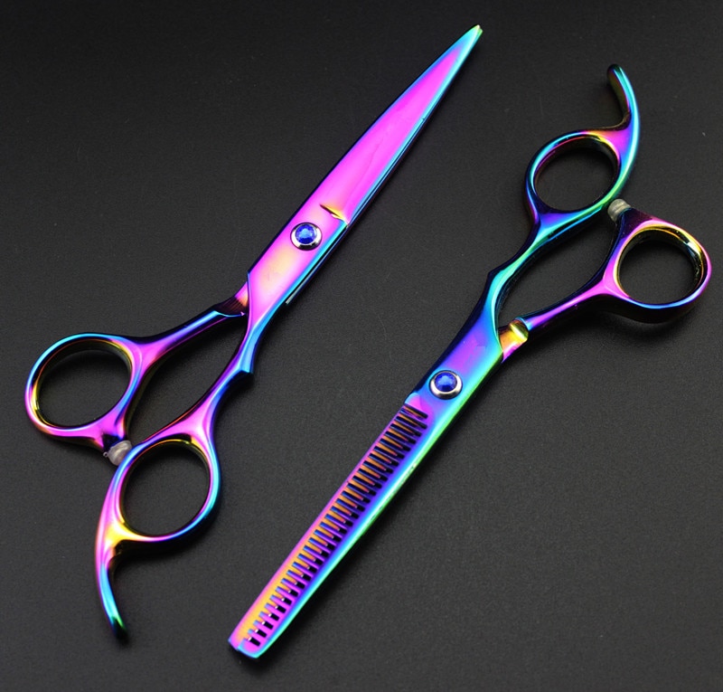 Professionele 6.0 Inch Japan 440c 6cr13 Paars Dunner Shears Schaar Snijden Kapper Cut Haar Schaar Set Kappers Schaar
