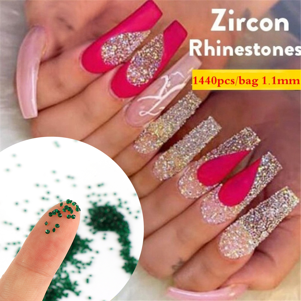 1440 Stks/zak 1.1 Mm Zirkoon Micro Steentjes Conische Strass Mini Nail Art Strass Nail Art Decoraties Losse Steentjes