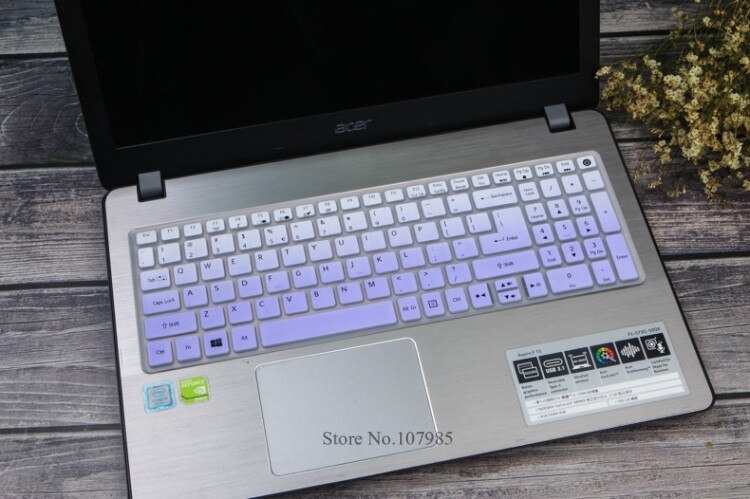 15 pouces clavier couverture de clavier En Silicone Protecteur pour Acer Aspire e15 e 15 E5-573g 532 522 V3-574 F5-572 TMP257 E5-573 E5 573G: Gradualpurple