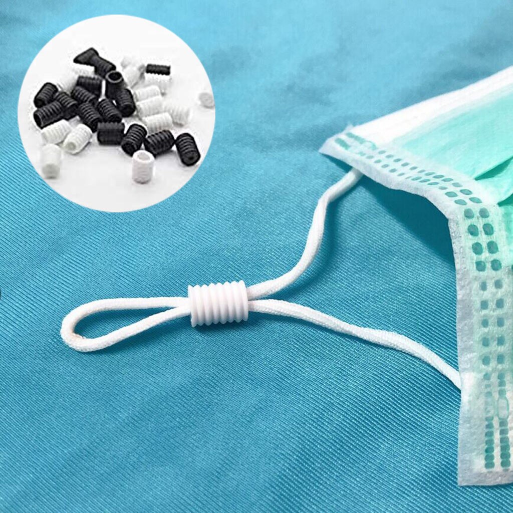 50PCS Rope Cord Lock Plastic Stopper Cord End Toggle Clip Buckle Drawstrings Elastic Cord Adjuster Mask Elastic Buckle For Hat