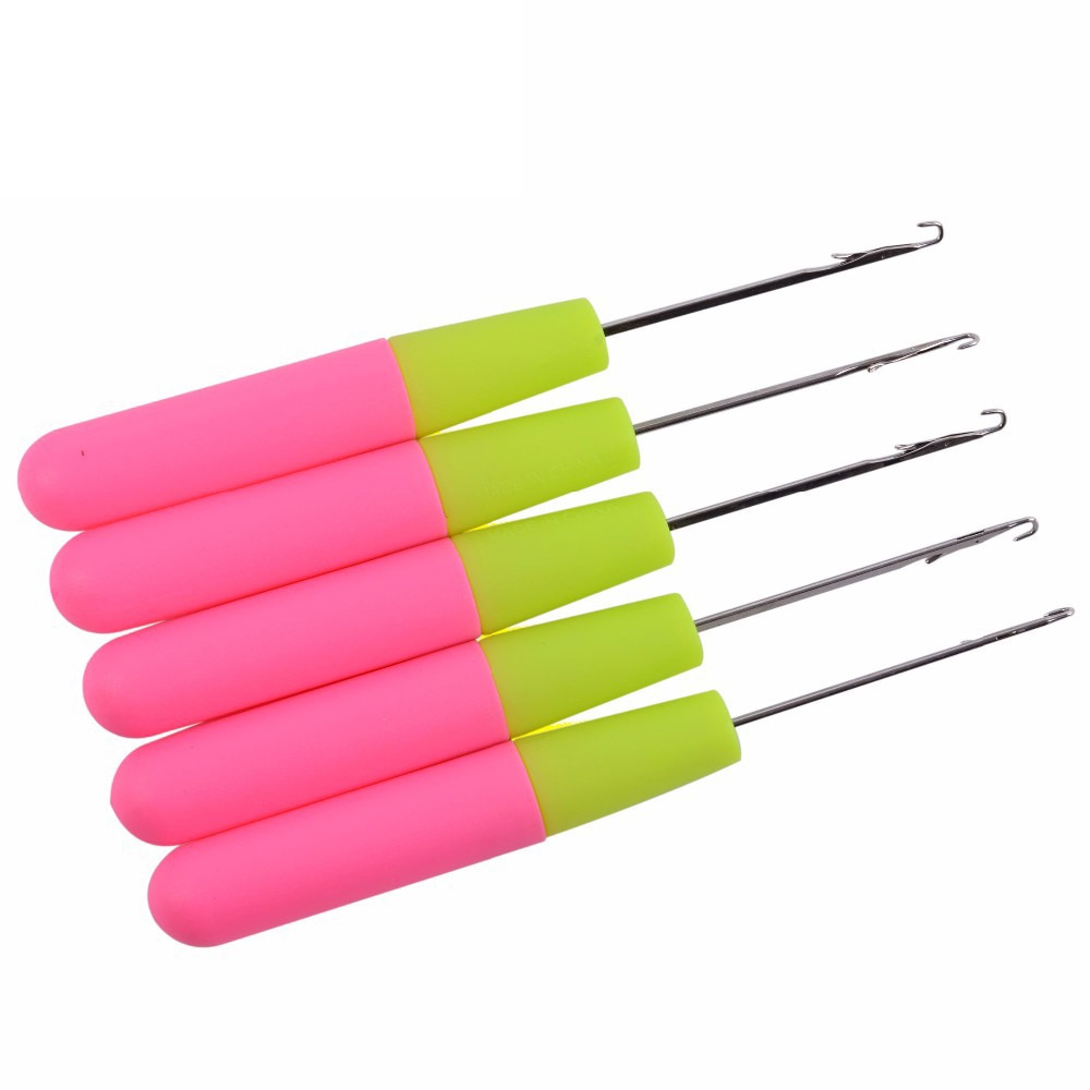 Lot de 5 aiguilles à Crochet pour tresses, tissage de cheveux Jumbo et torsadés